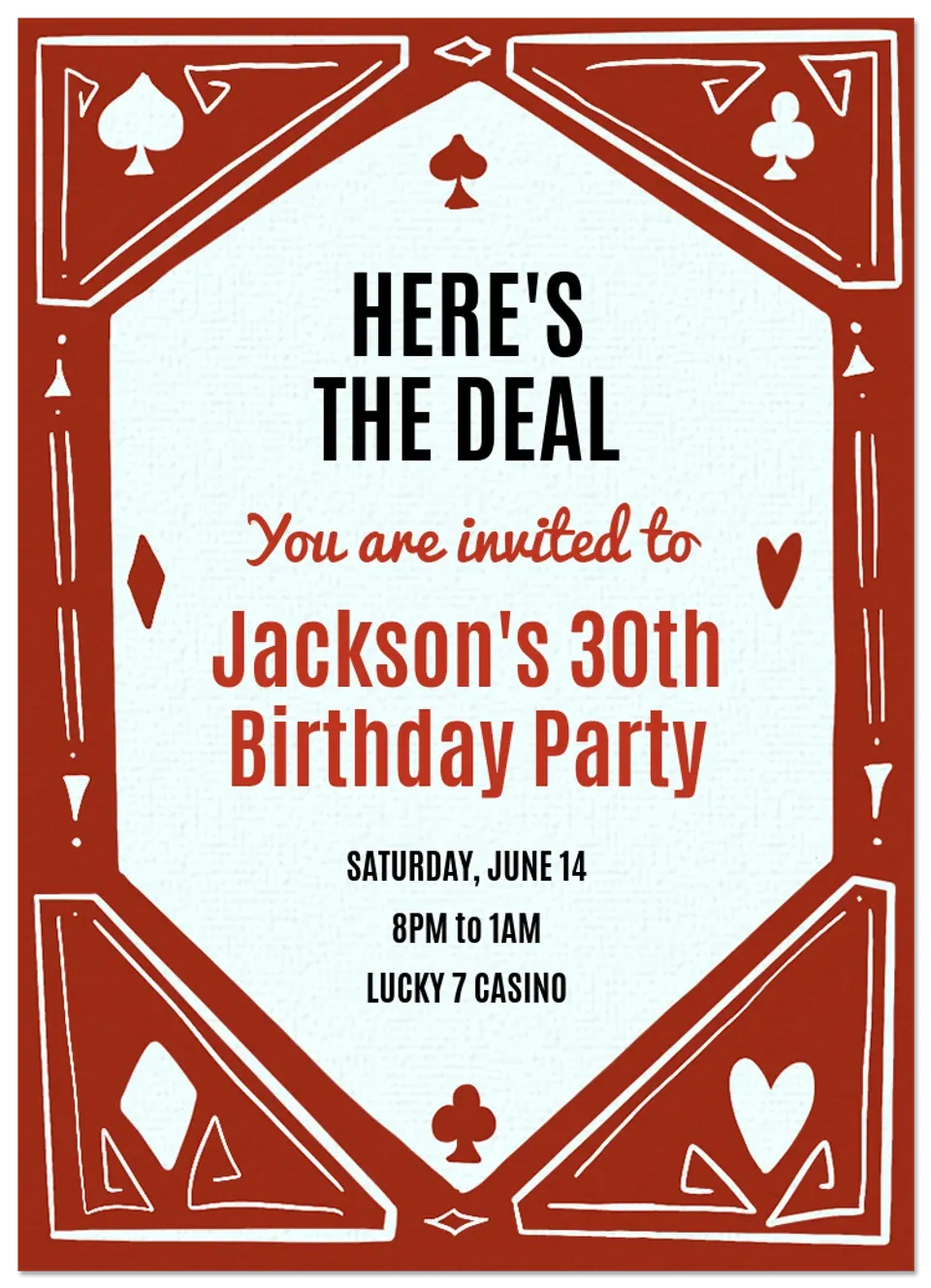 Casino Night Birthday card