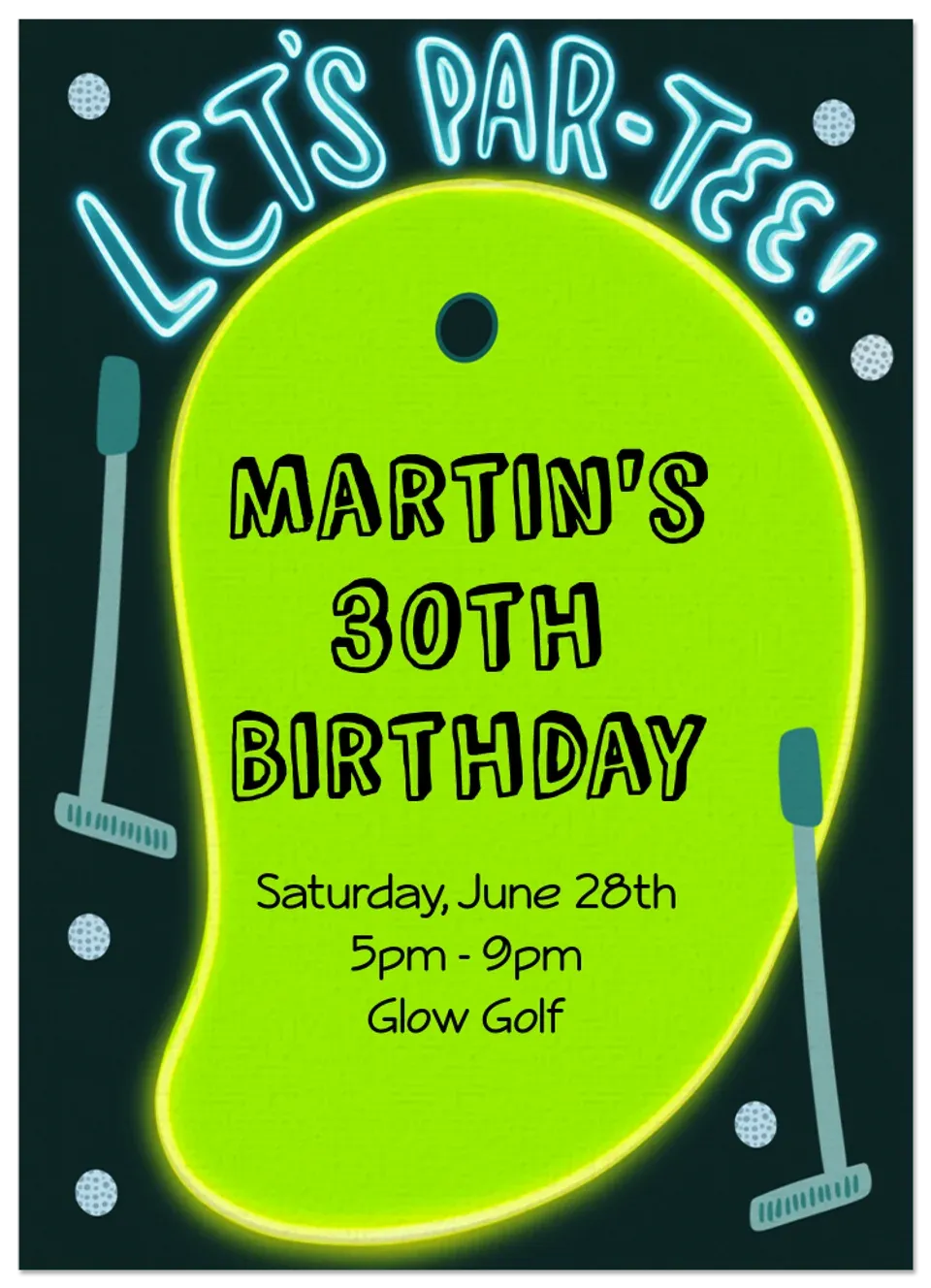 Glow Mini Golf card