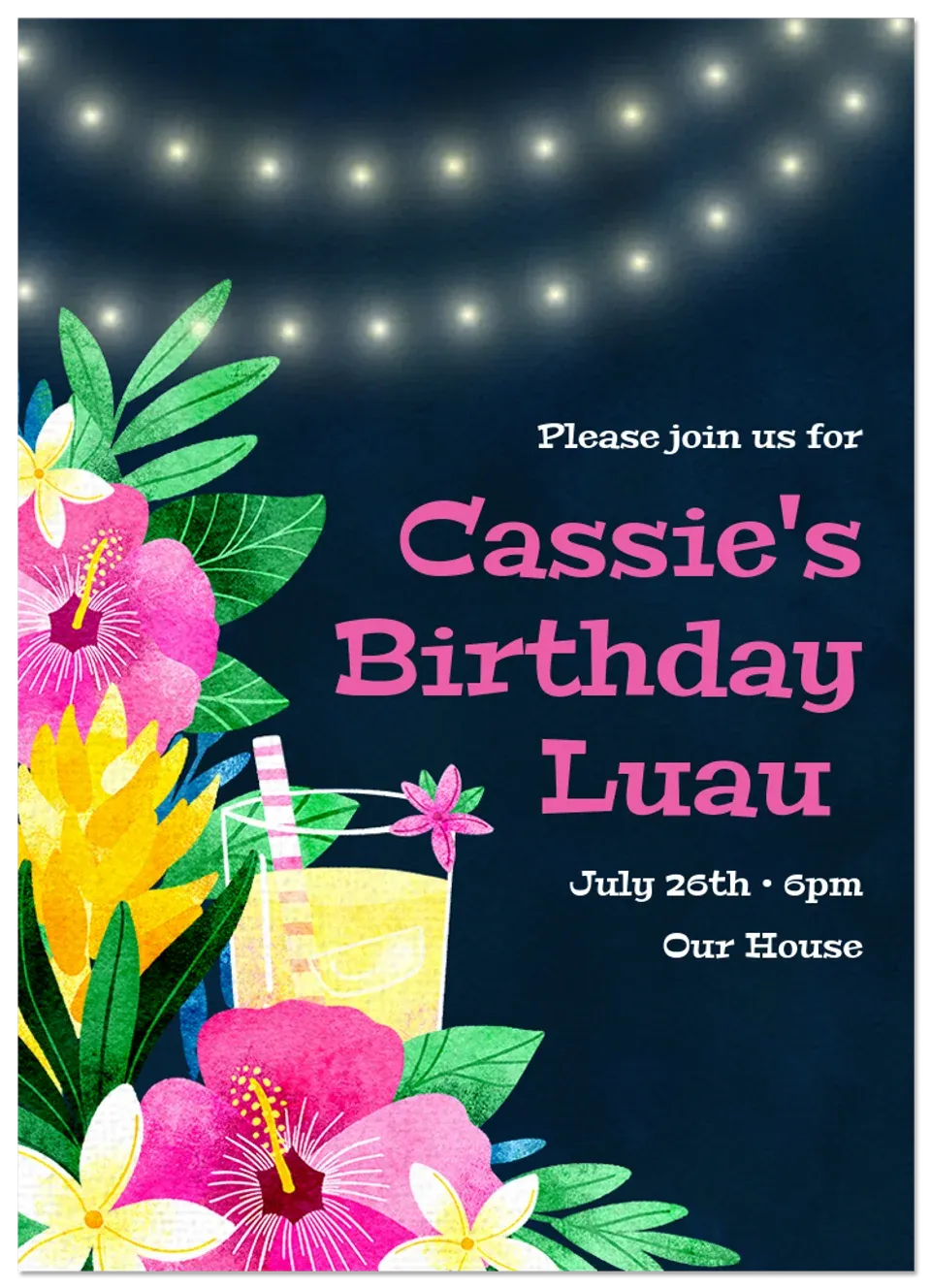 Luau Birthday card