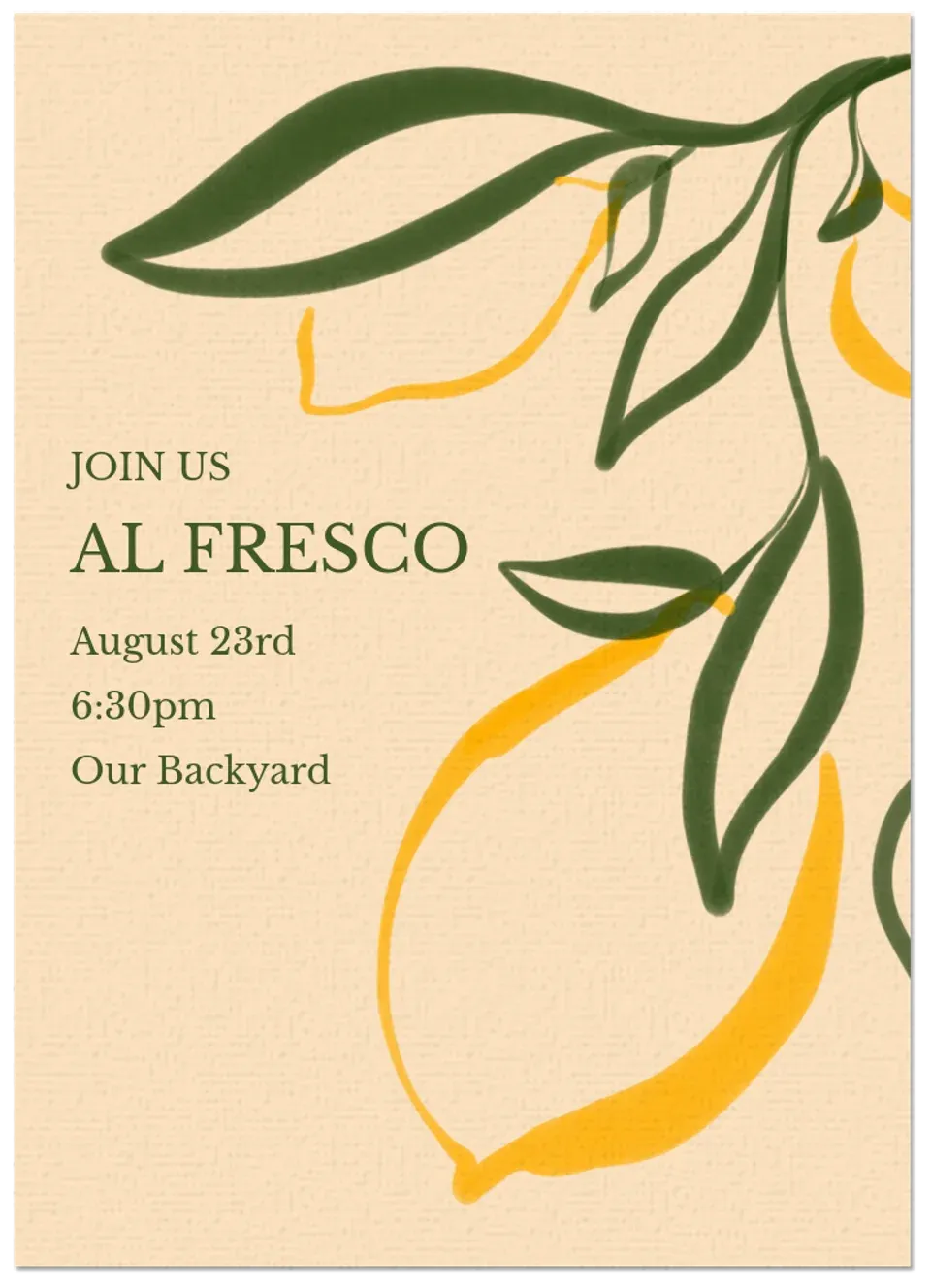 Summer Dinner Lemons card