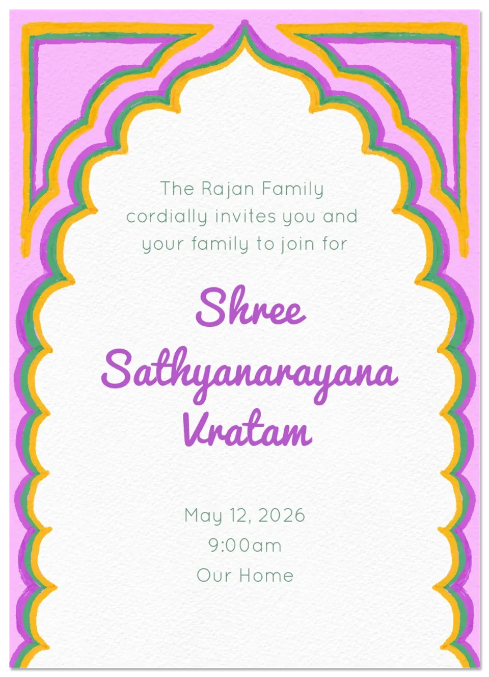 Bright Arch Pooja card