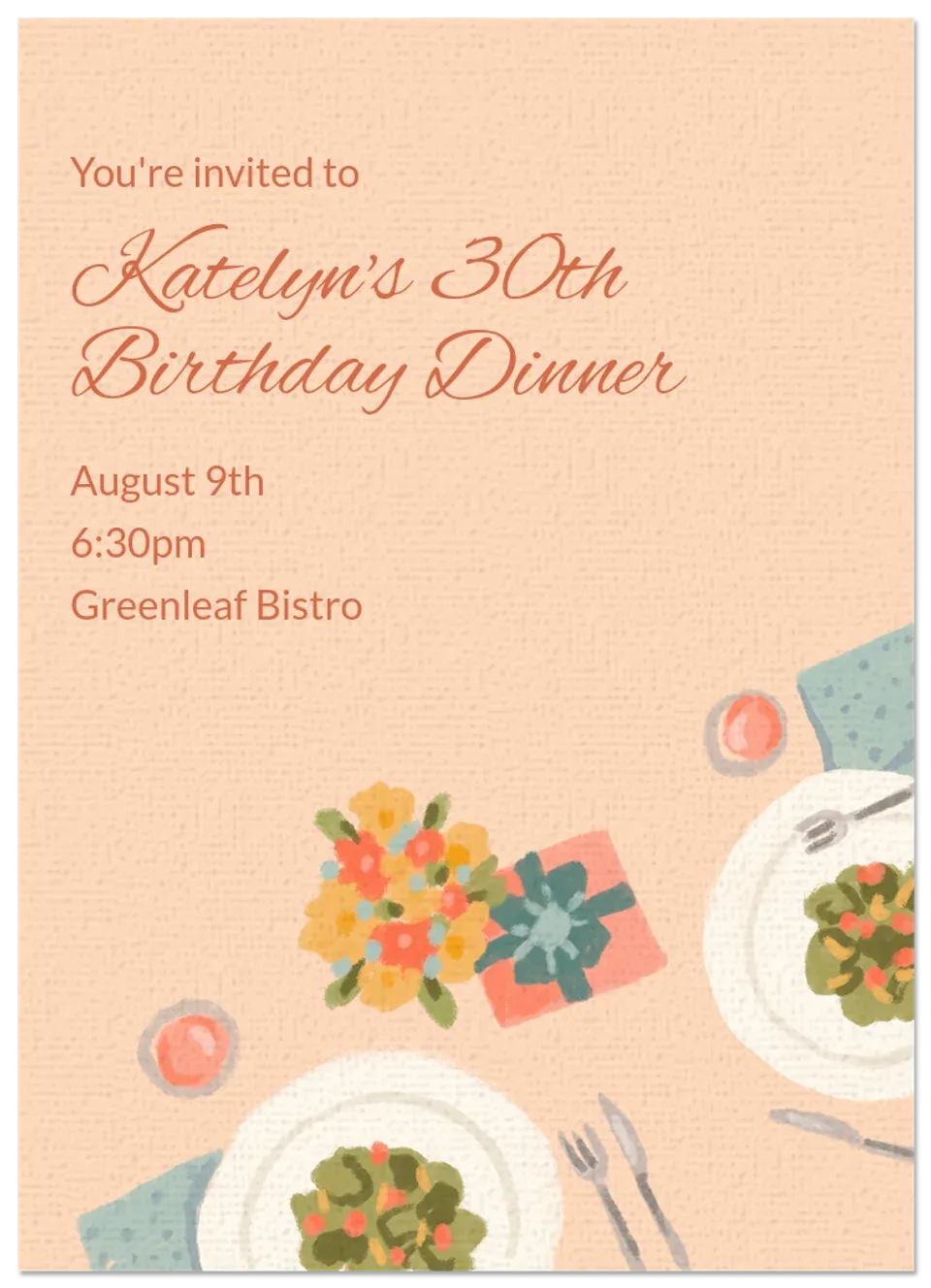 Summer Birthday Dinner card