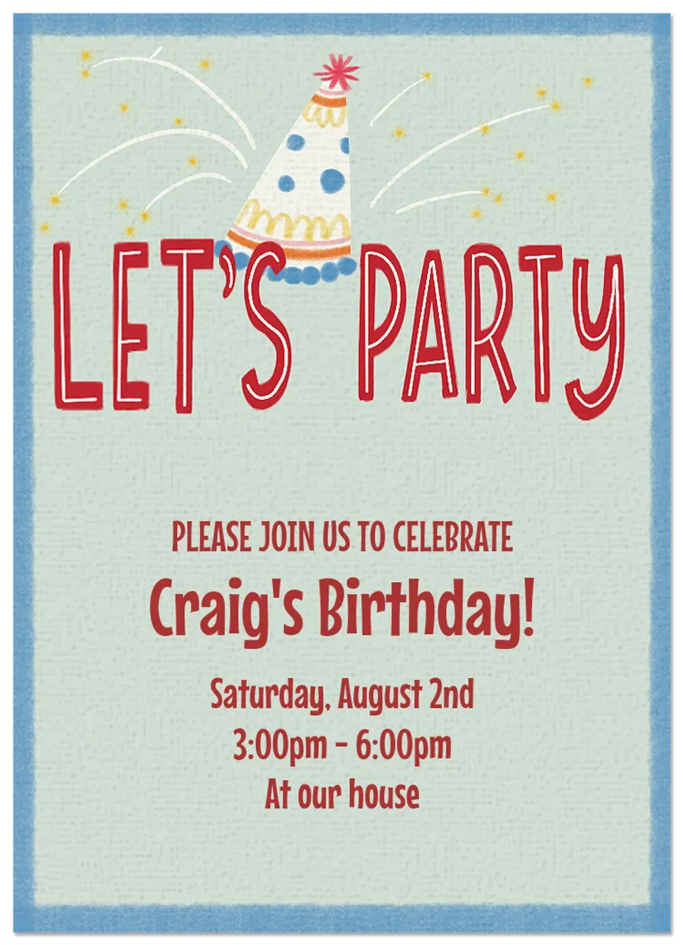 Chalk Party Hat card