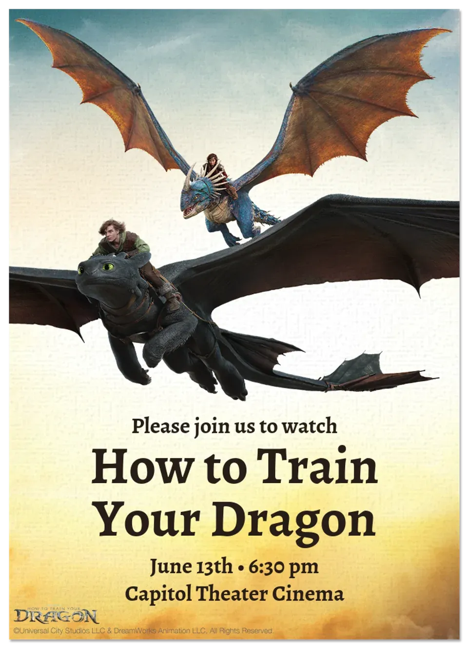 How To Train Your Dragon Party card