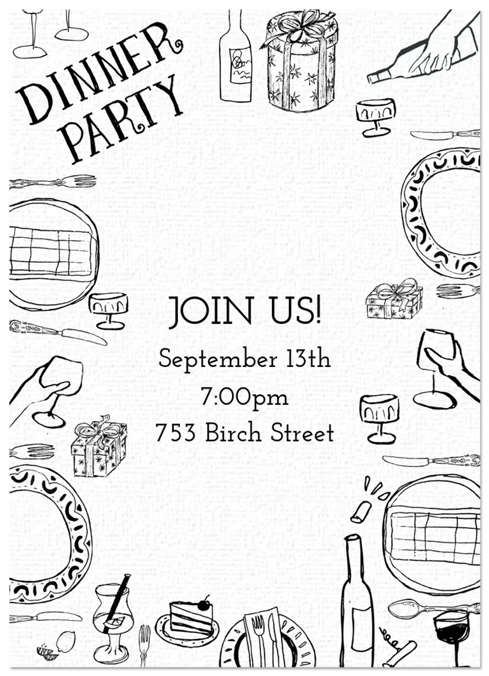 Birthday Dinner Party Sketch card