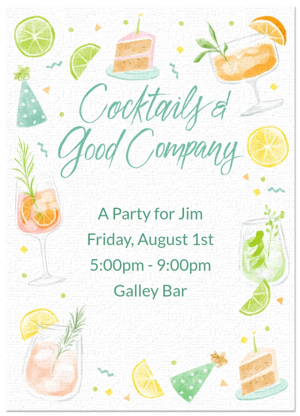 Birthday Cocktails card