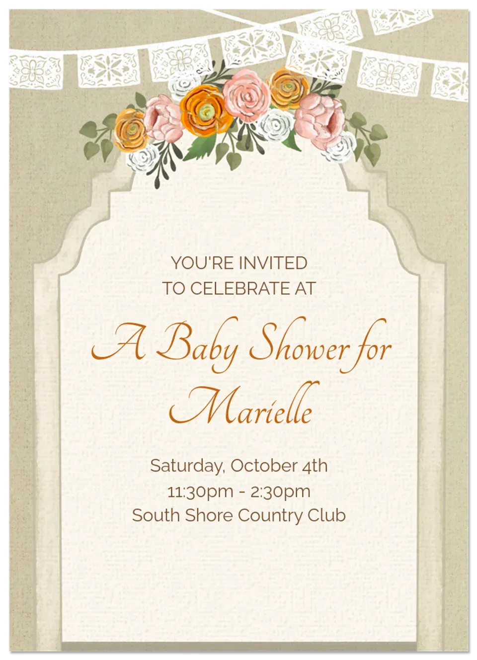 Hacienda Baby Shower card