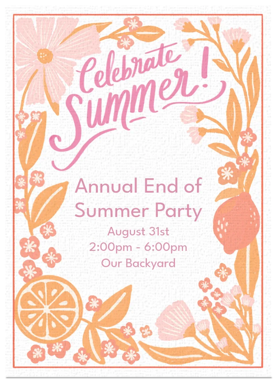 Summer Letterpress card