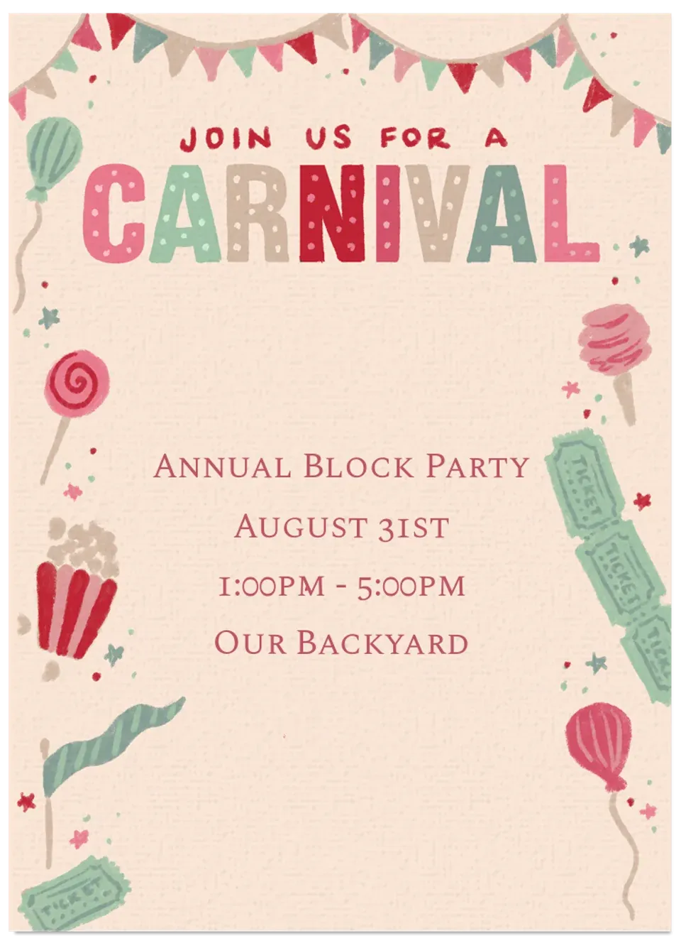 Backyard Carnival card