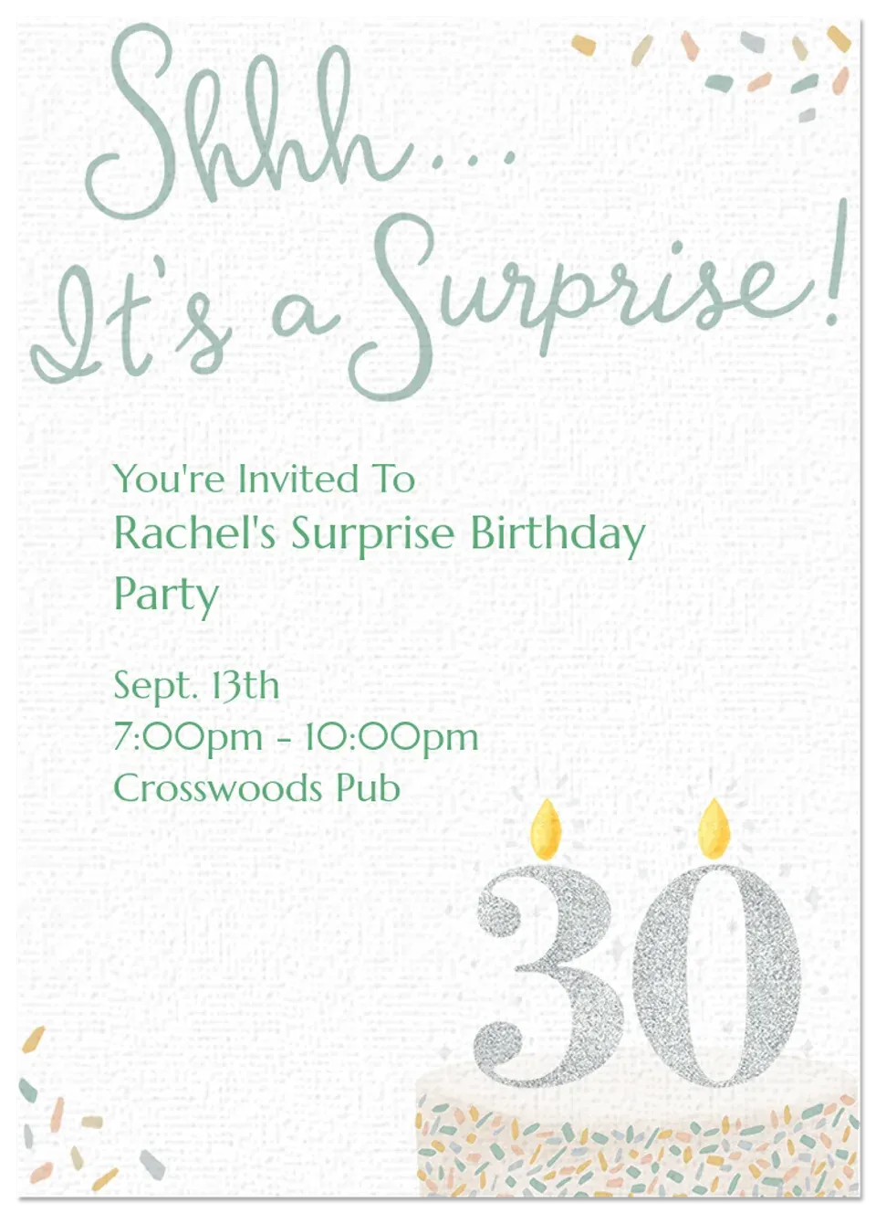 Surprise Cake 30 card
