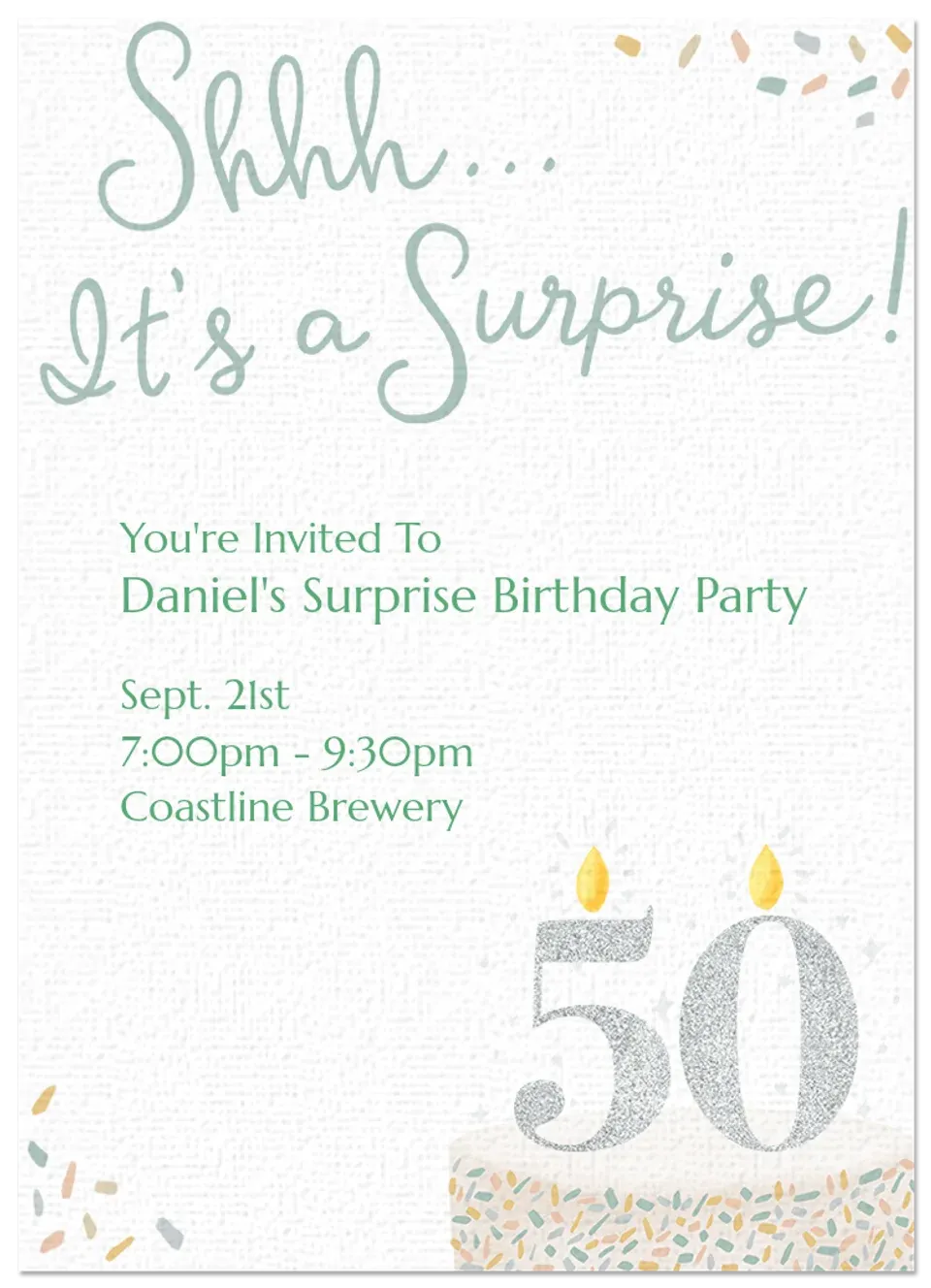 Surprise Cake 50 card