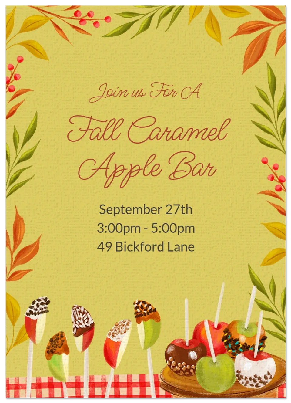 Caramel Apple Bar card
