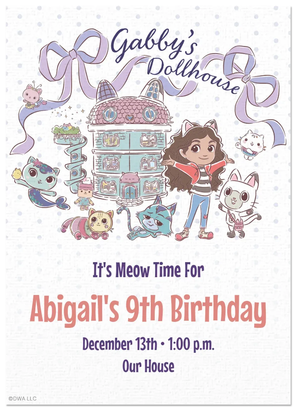Gabby's Dollhouse | Ribbon Party card
