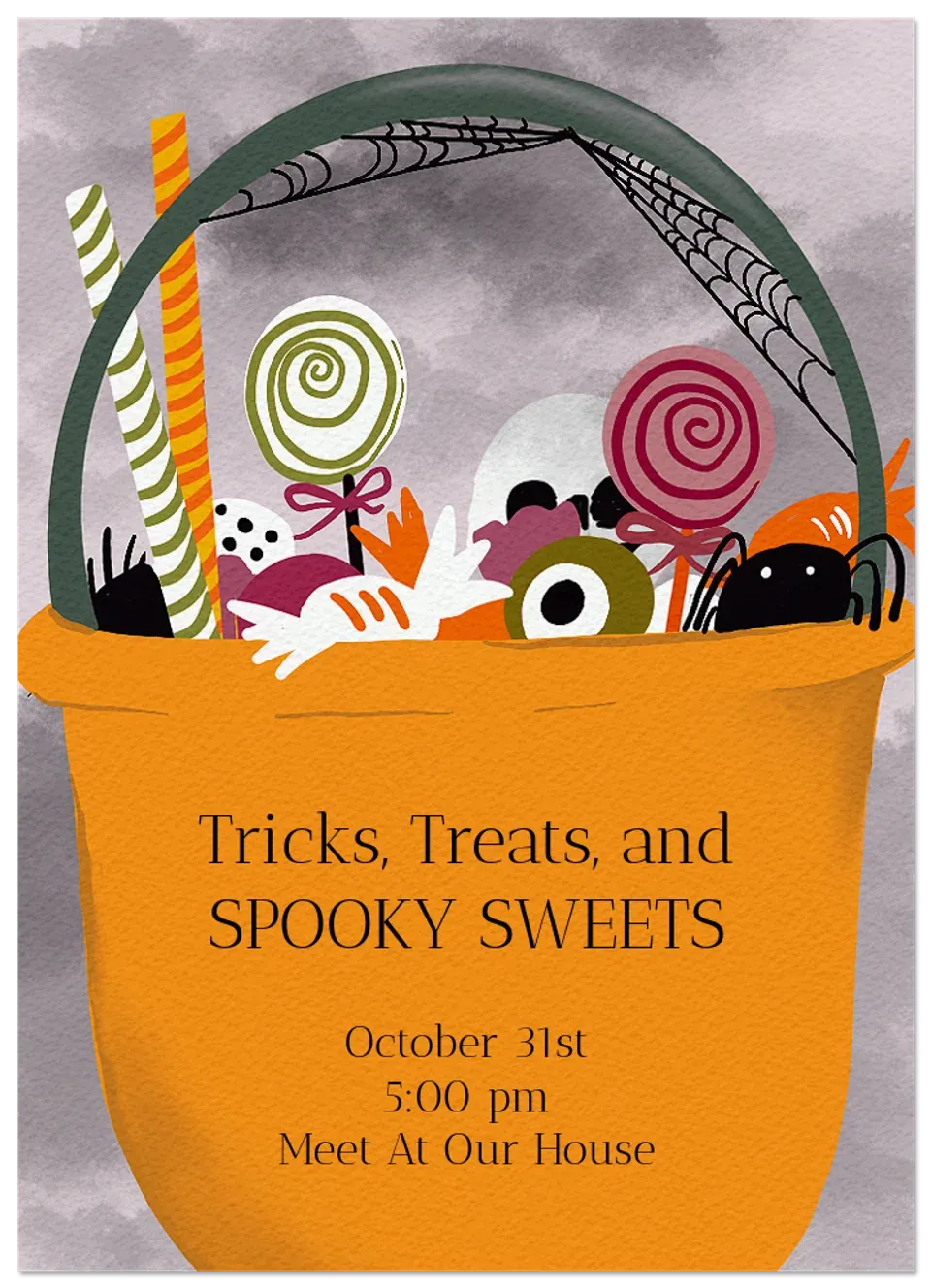 Spooky Trick or Treating card