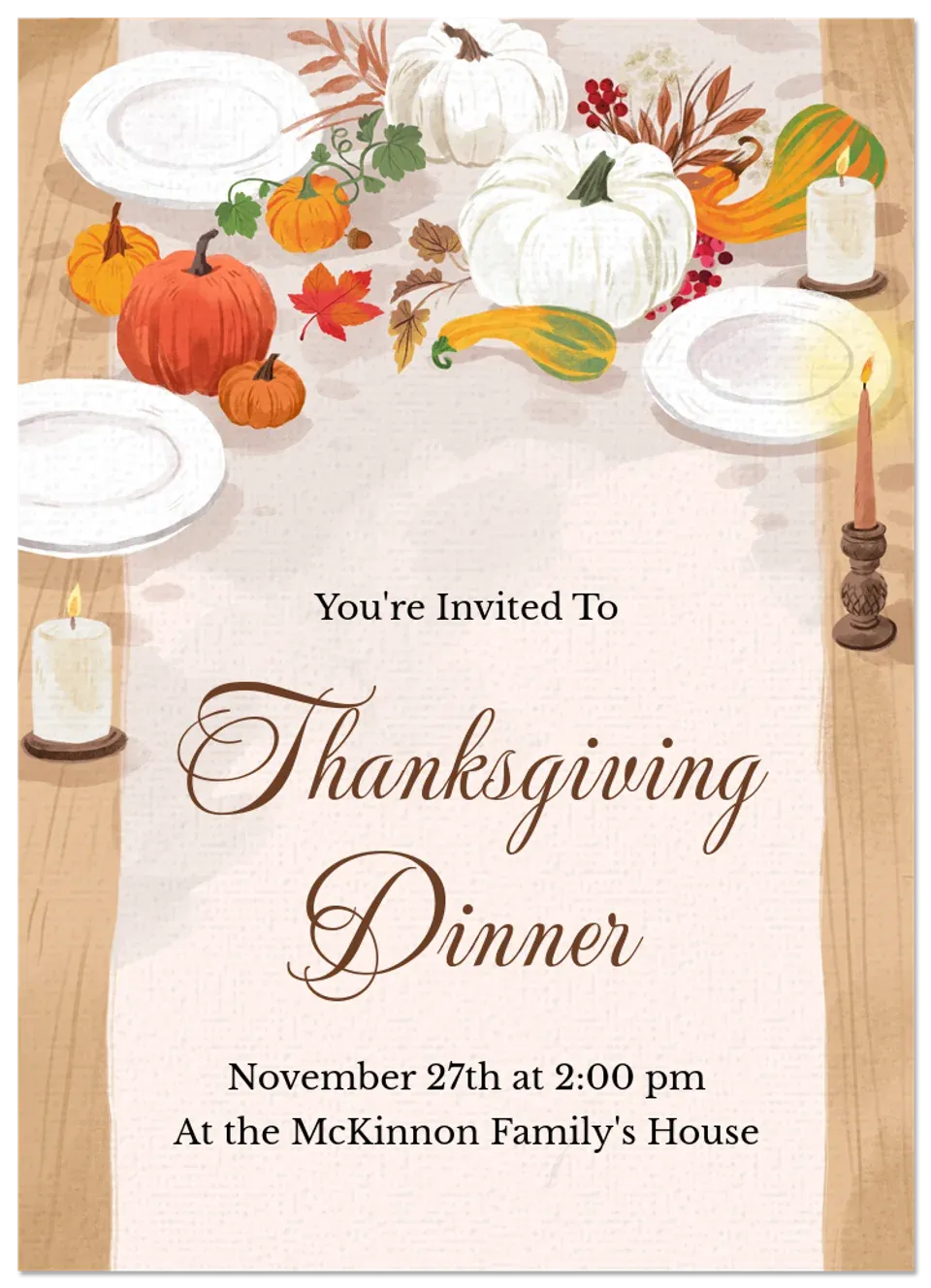 Thanksgiving Dinner Table card