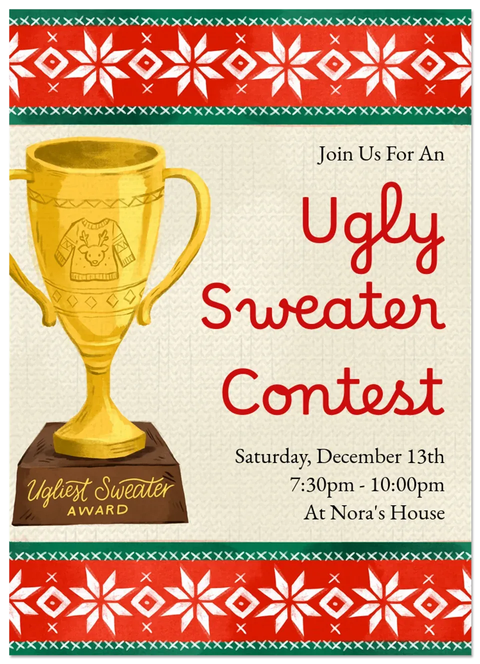 Ugly Sweater Trophy card