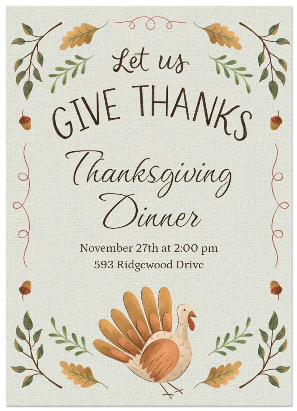 Thankful Dinner card
