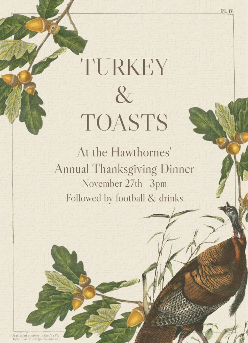 Thanksgiving Oaks card