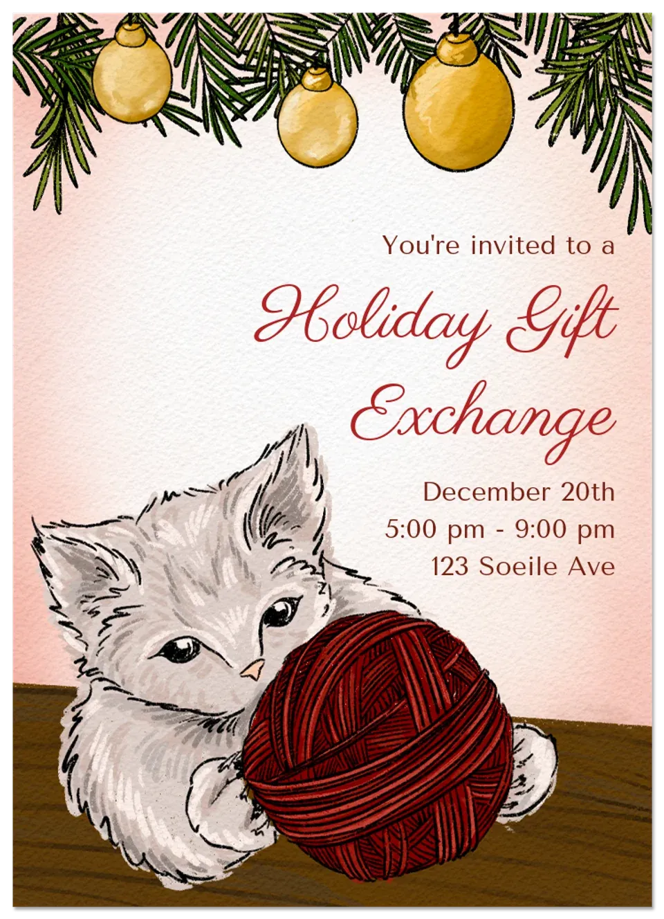 Kitten Christmas card