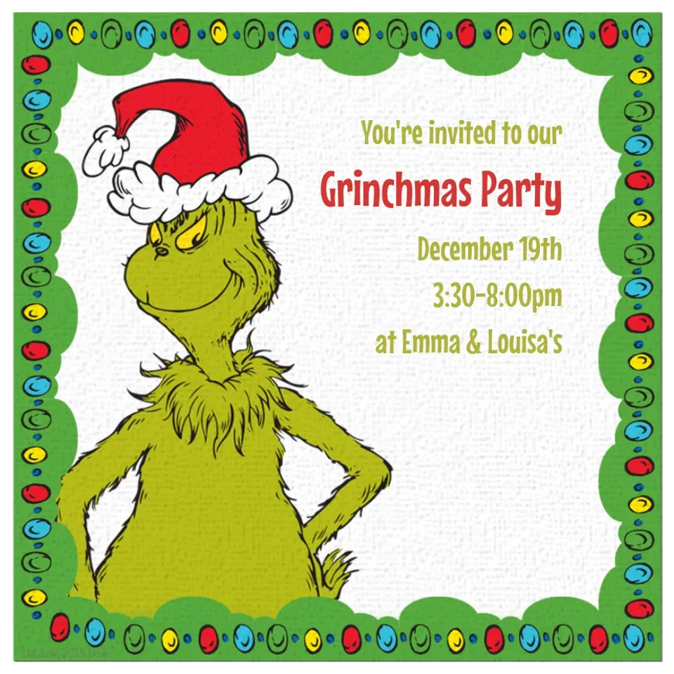Dr. Seuss | Festive Grinch card