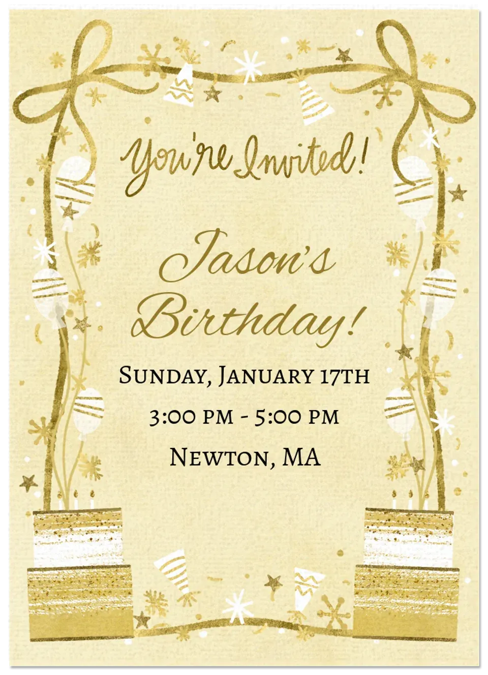 Golden Winter Birthday card