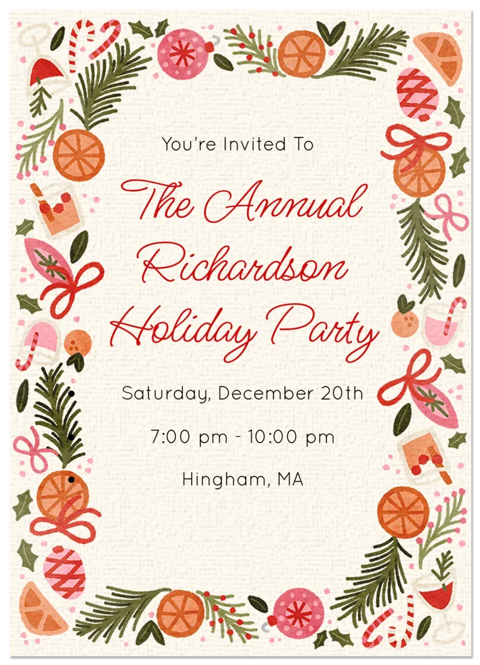 Vintage Christmas Party card