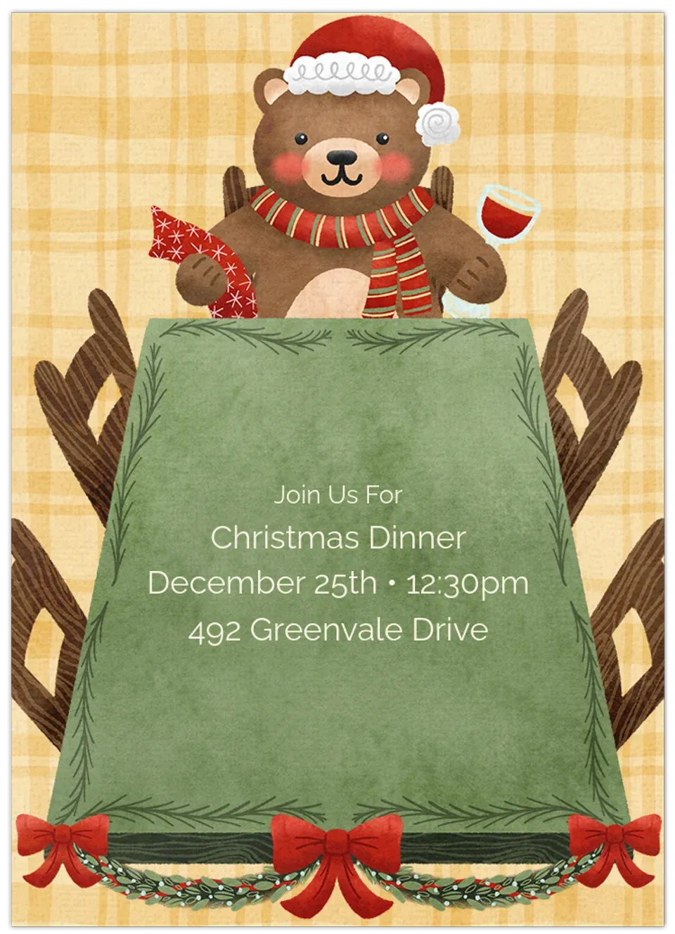 Critter Christmas Dinner card