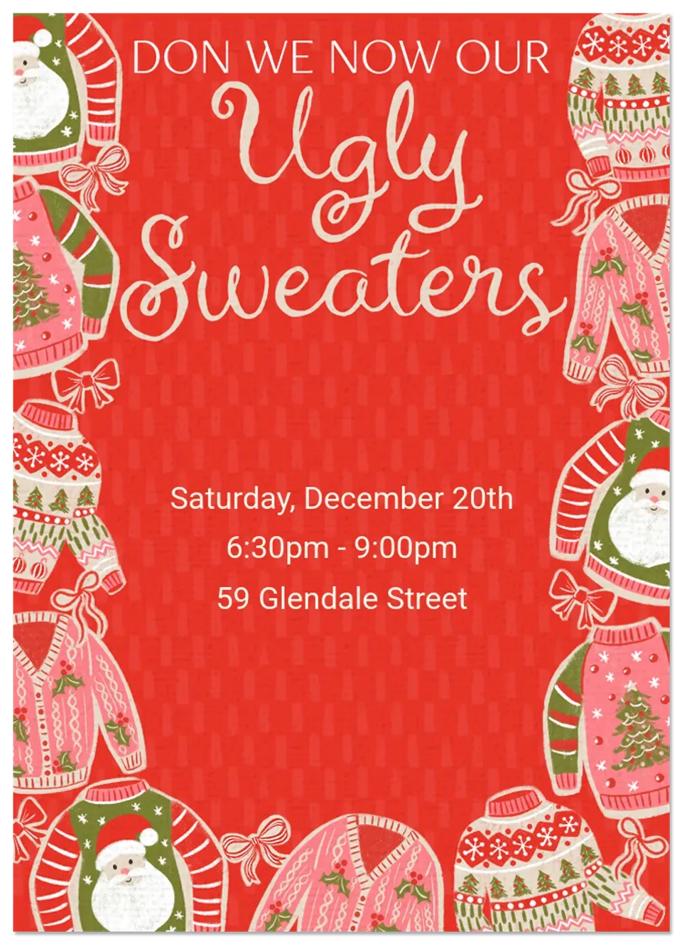 Pink & Green Ugly Sweater card