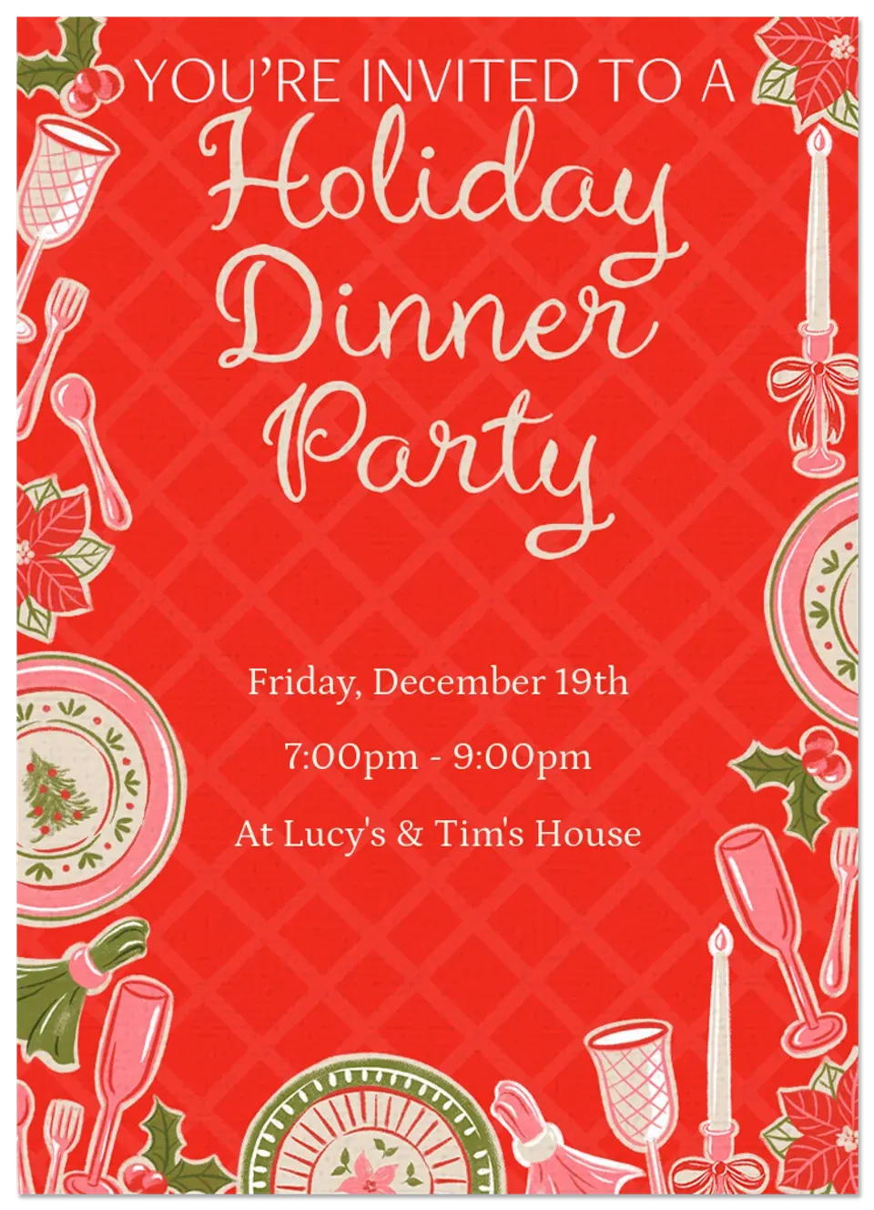 Pink & Green Dinner card