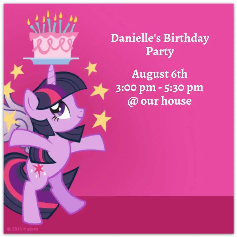 Twilight Sparkle Birthday card image