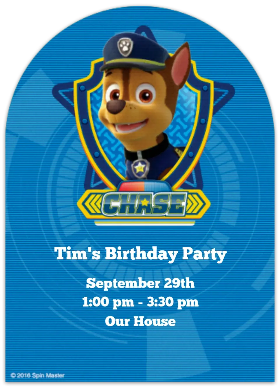 PAW Patrol Chase card