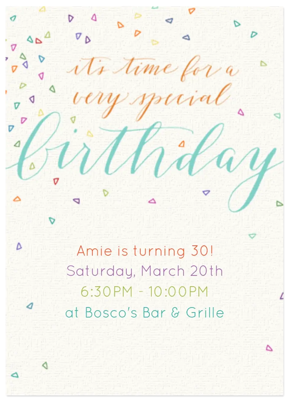 Colorful Confetti Blue card