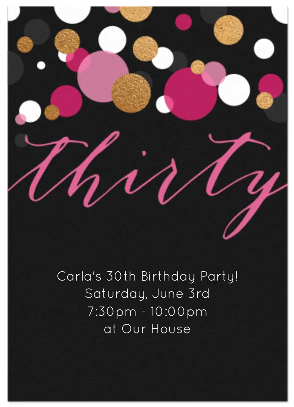 Thirty Pink card