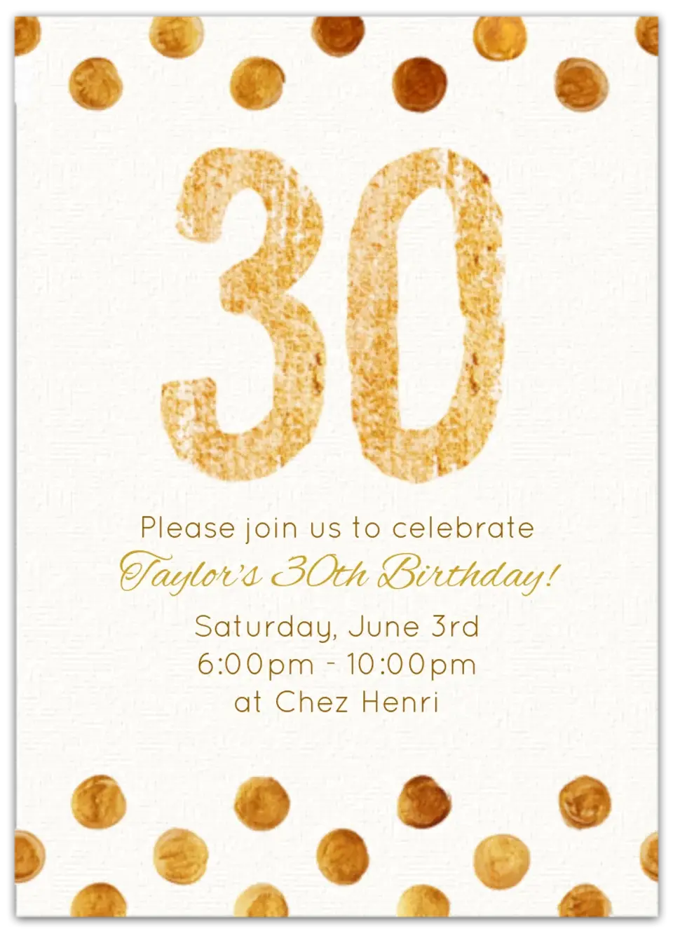 Golden 30 card