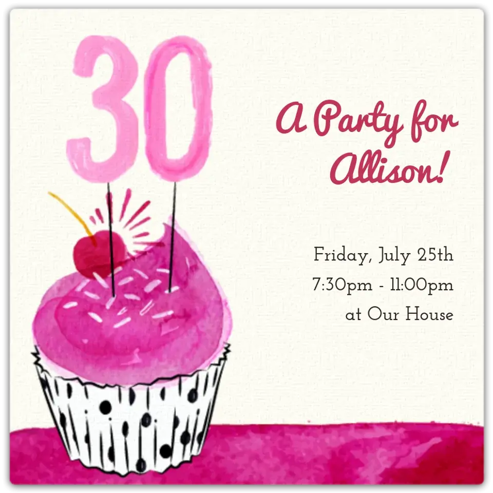 30th Cupcake card