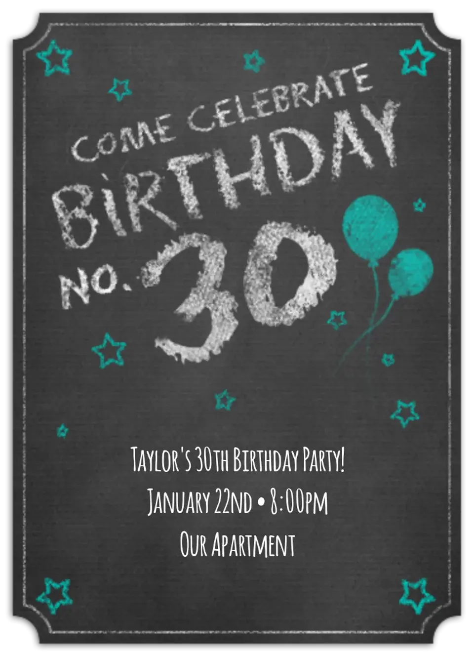 Chalkboard Thirty card
