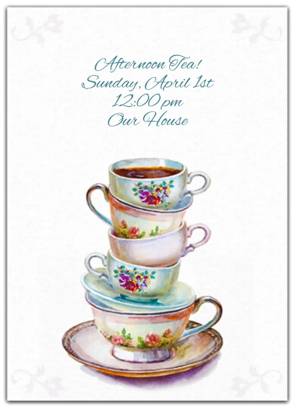 Stacked Tea Cups card