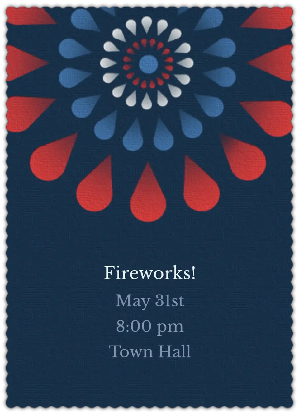 Red, White and Blue Fireworks card