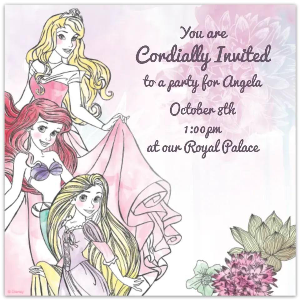 Disney Princess Watercolor card