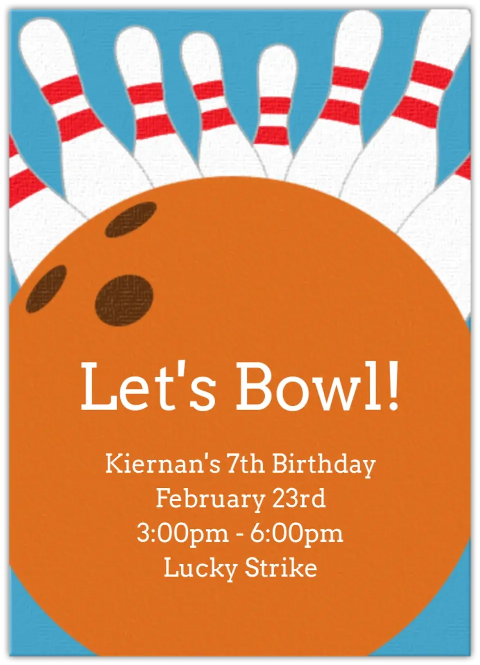 Bowling Night card