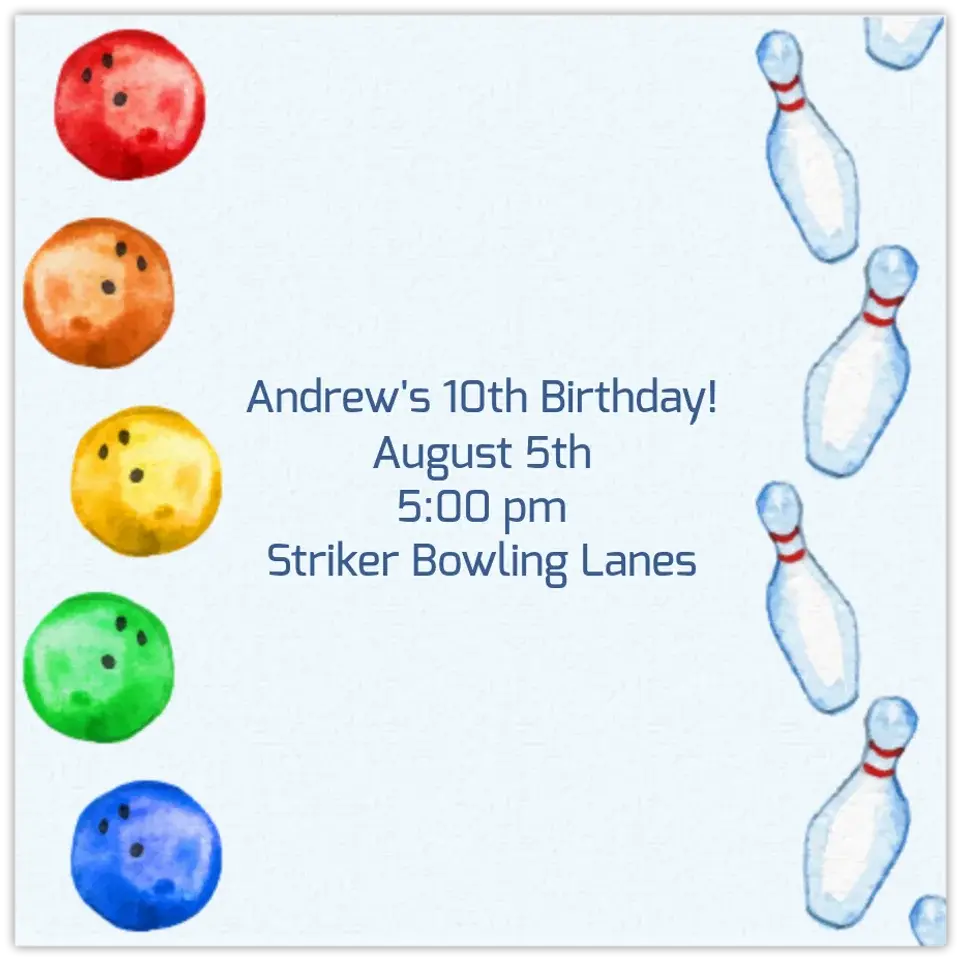 Bowling Ball and Pin card