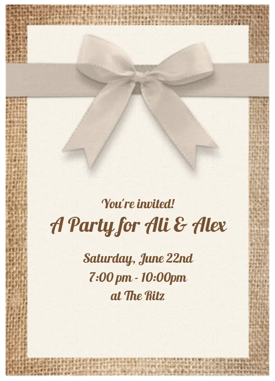 Burlap & Bow card