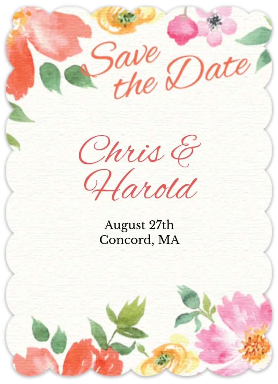 Floral Wedding Save the Date card image