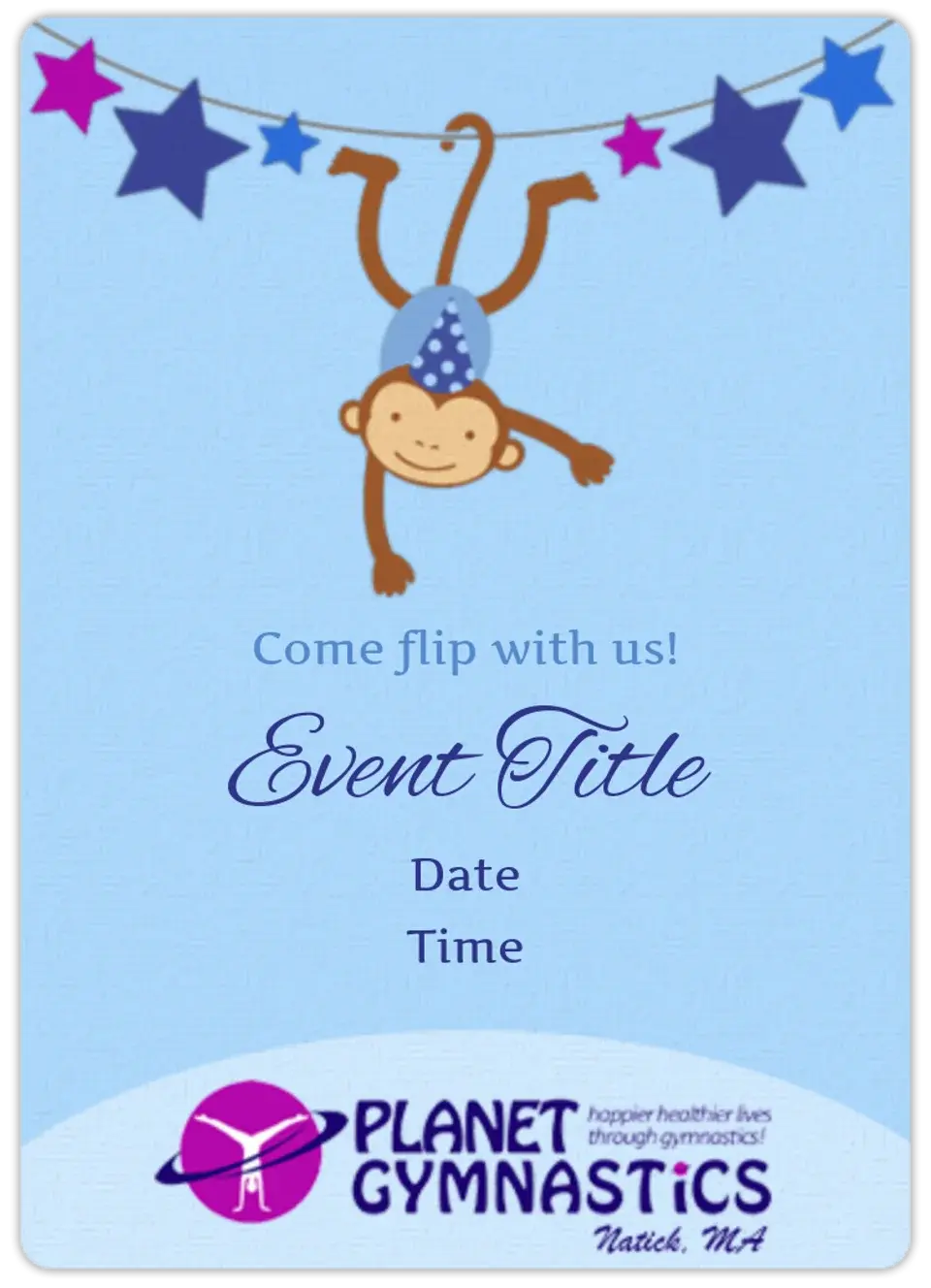 Planet Gymnastics Monkey card