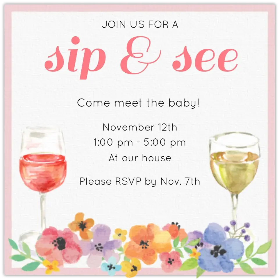 Floral Sip & See card image