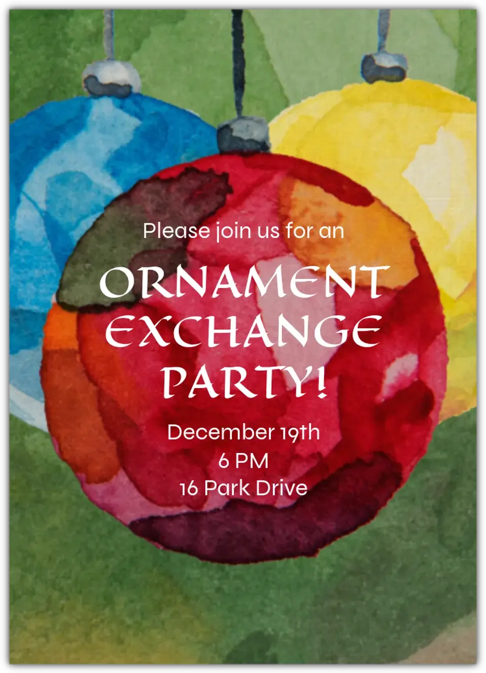 Ornament Exchange card