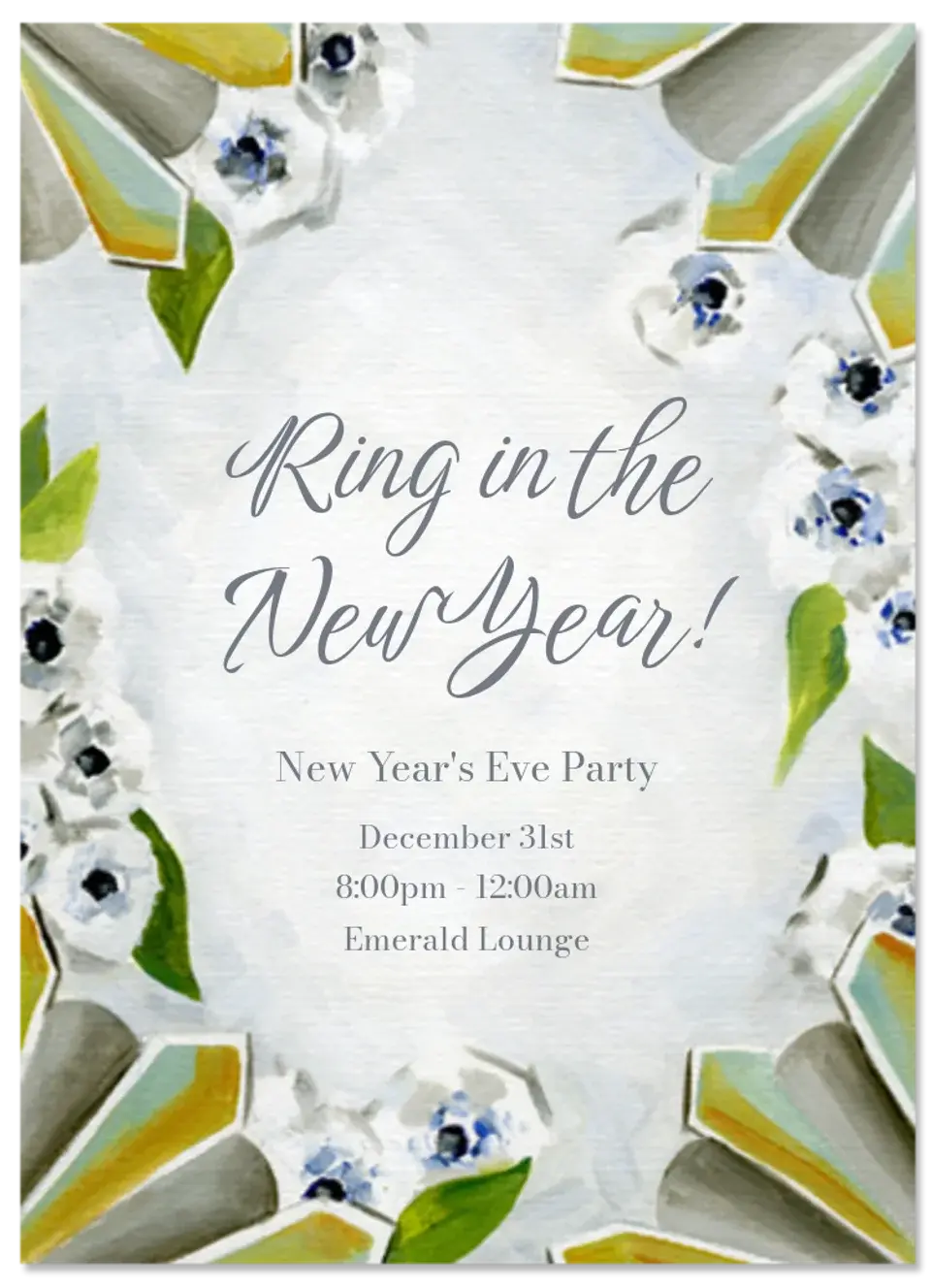 Silver & Gold Floral card