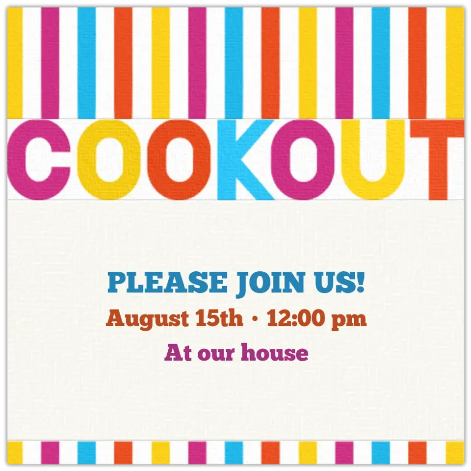 Colorful Cookout card