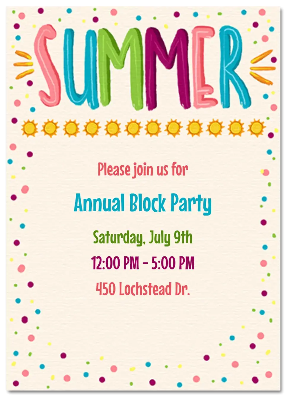 Summer Party card