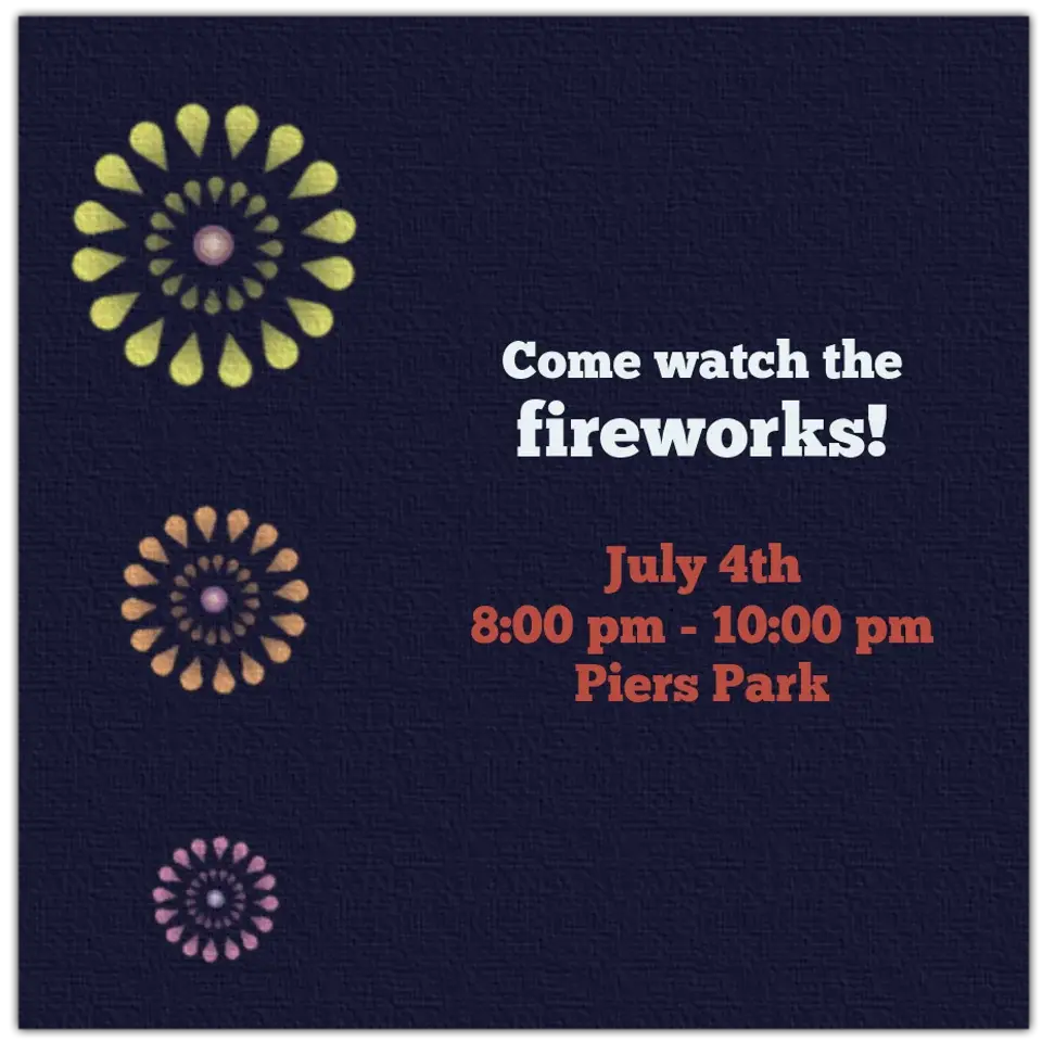 July 4th Fireworks card